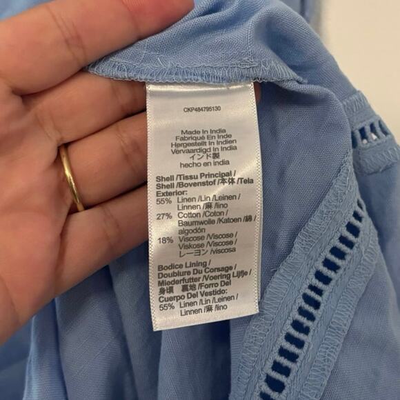 NWT Madewell Sweetheart Midi Dress in Linen-Cotton Blend In Light Blue Size 6 - Picture 6 of 11